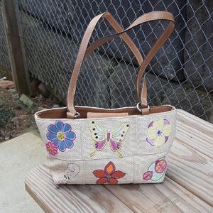 Rosetti Floral Embroidered Beige Tote Bag
